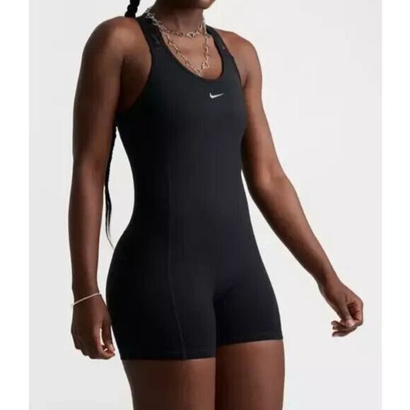 Nike HV6963-010 Women's Sz XS Black Dri-FIT Gym Life Short Bodysuit - Picture 8 of 9